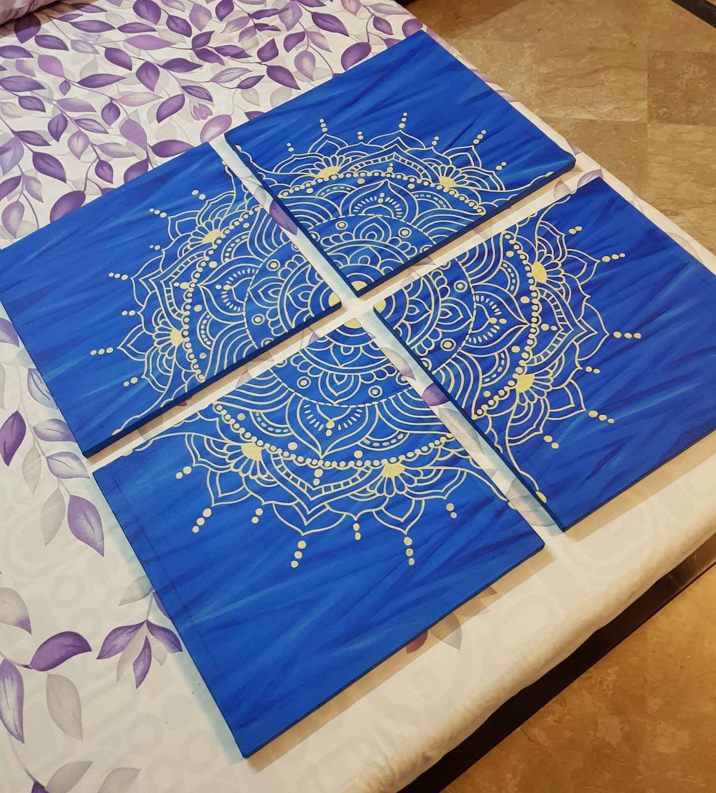 Blue Geometrical Quadriptych