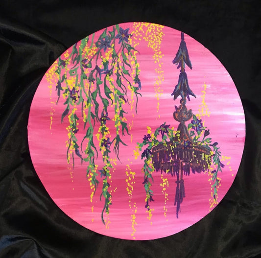 Round Canvas Painting in Pink