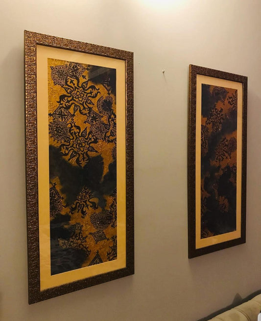 Gold and Black Abstract Panels